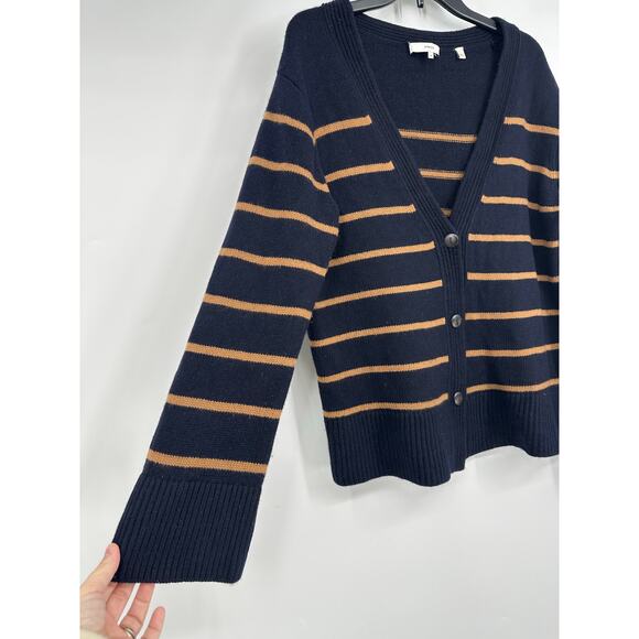 Vince Breton Stripe Wool & Cashmere-Blend Cardigan - Picture 7 of 11
